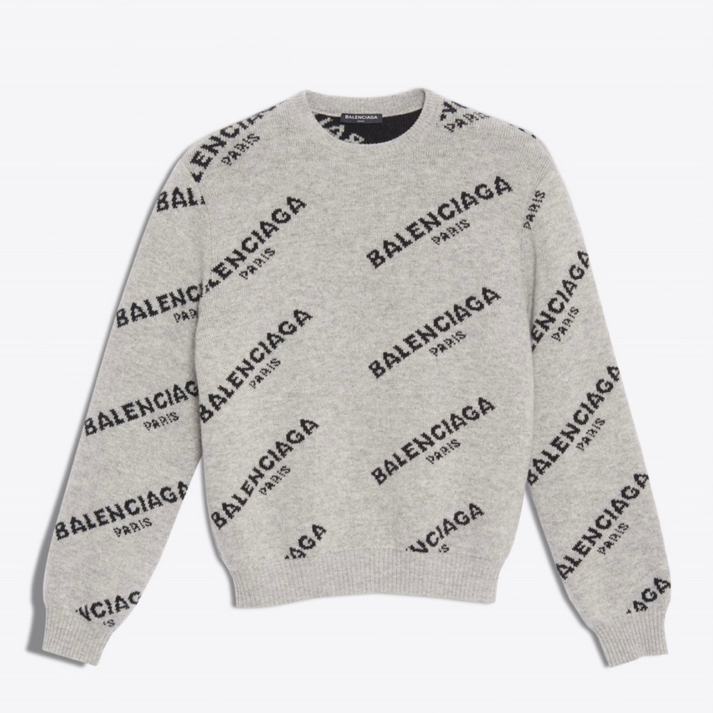 NWT BALENCIAGA Jacquard Logo Crewneck Sweater